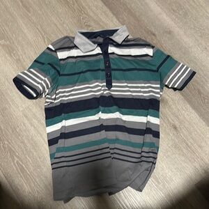 Striped Polo Shirt - Green, Blue, Gray